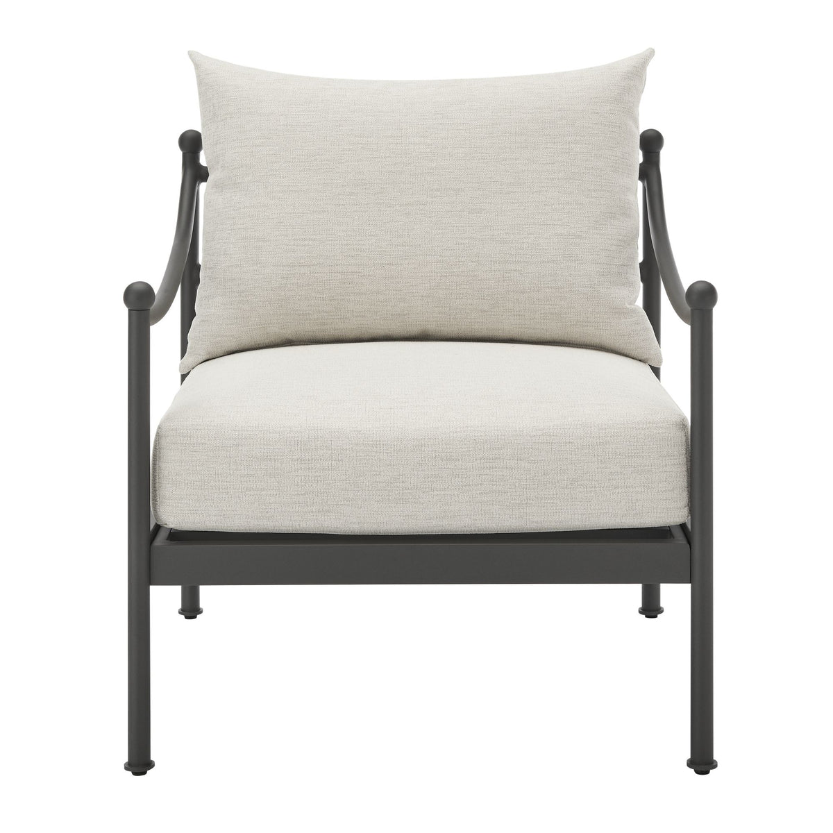 Leni - Outdoor Club Chair With Cushions And Powder Coated Aluminum Frame - Moonveil / Warm Gray