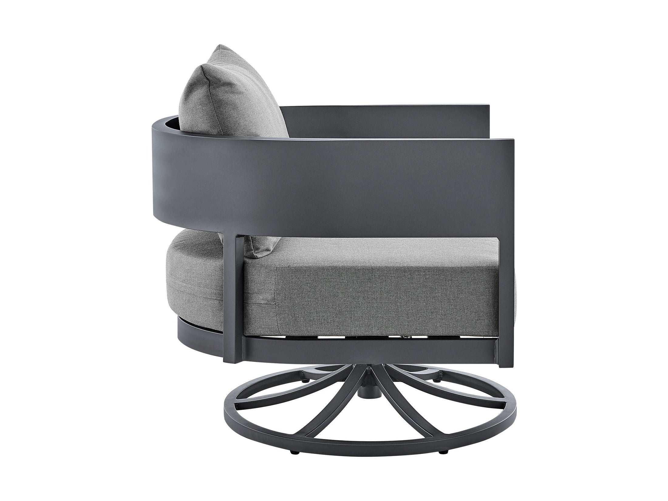 Argiope - Outdoor Patio Swivel Rocking Chair - Gray Aluminum With Cushions