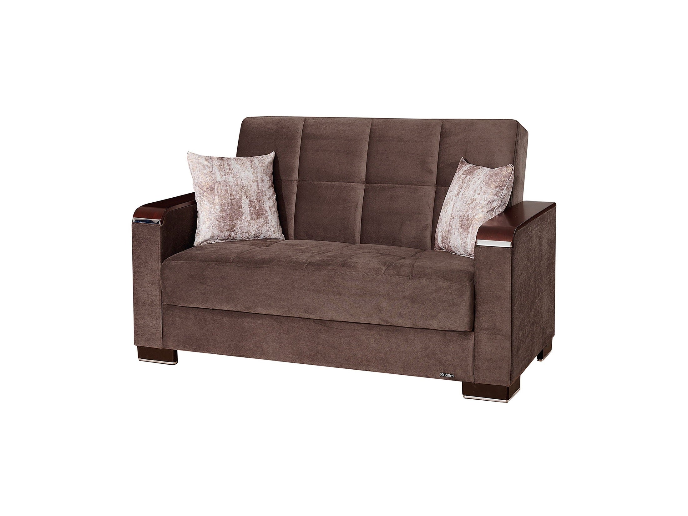 Ottomanson Armada X - Upholstered Convertible Wood Trimmed Loveseat With Storage - Microfiber