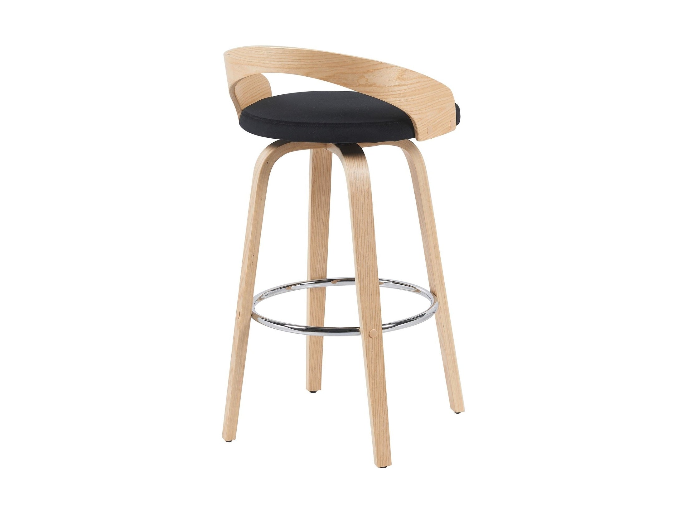 Sonia - Modern Swivel Bar Height Stool - Patterned Oak Wood Finish