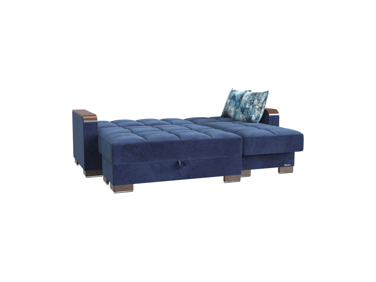 Ottomanson Armada X - Upholstered Convertible Wood Trimmed Chaise Lounge With Storage - Microfiber