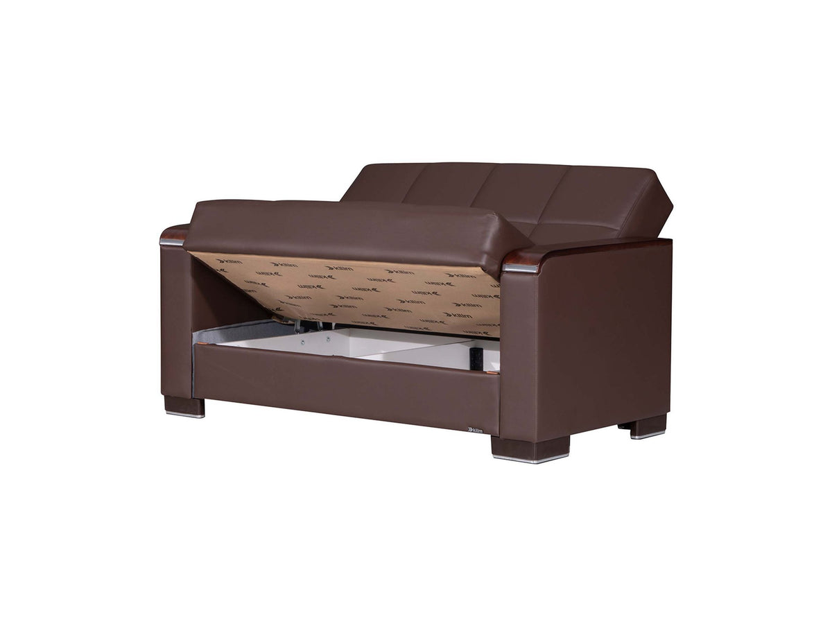 Ottomanson Armada X - Upholstered Convertible Wood Trimmed Loveseat With Storage