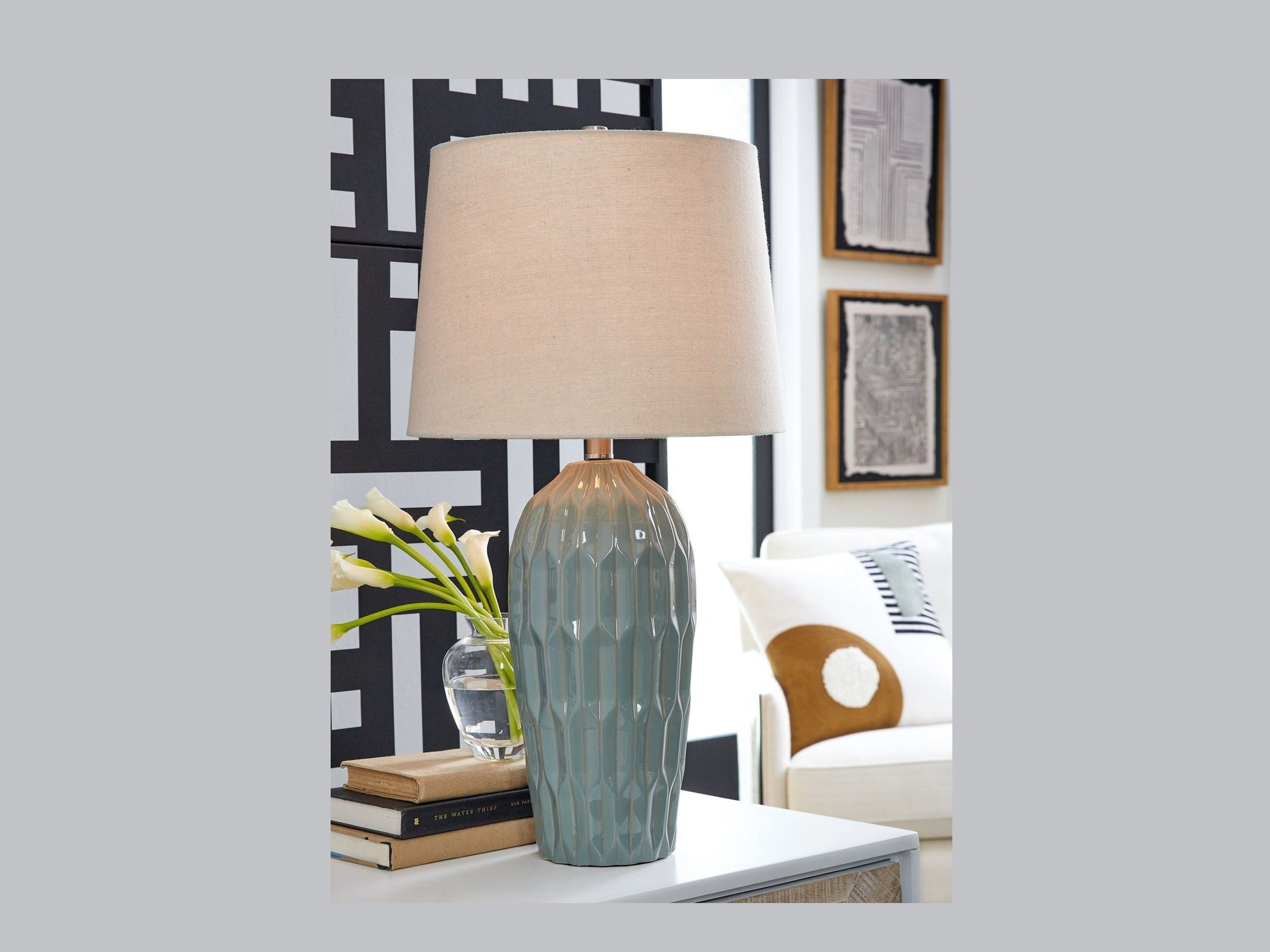 Hadbury - Ceramic Table Lamp (Set of 2) - Pale Blue / Teal