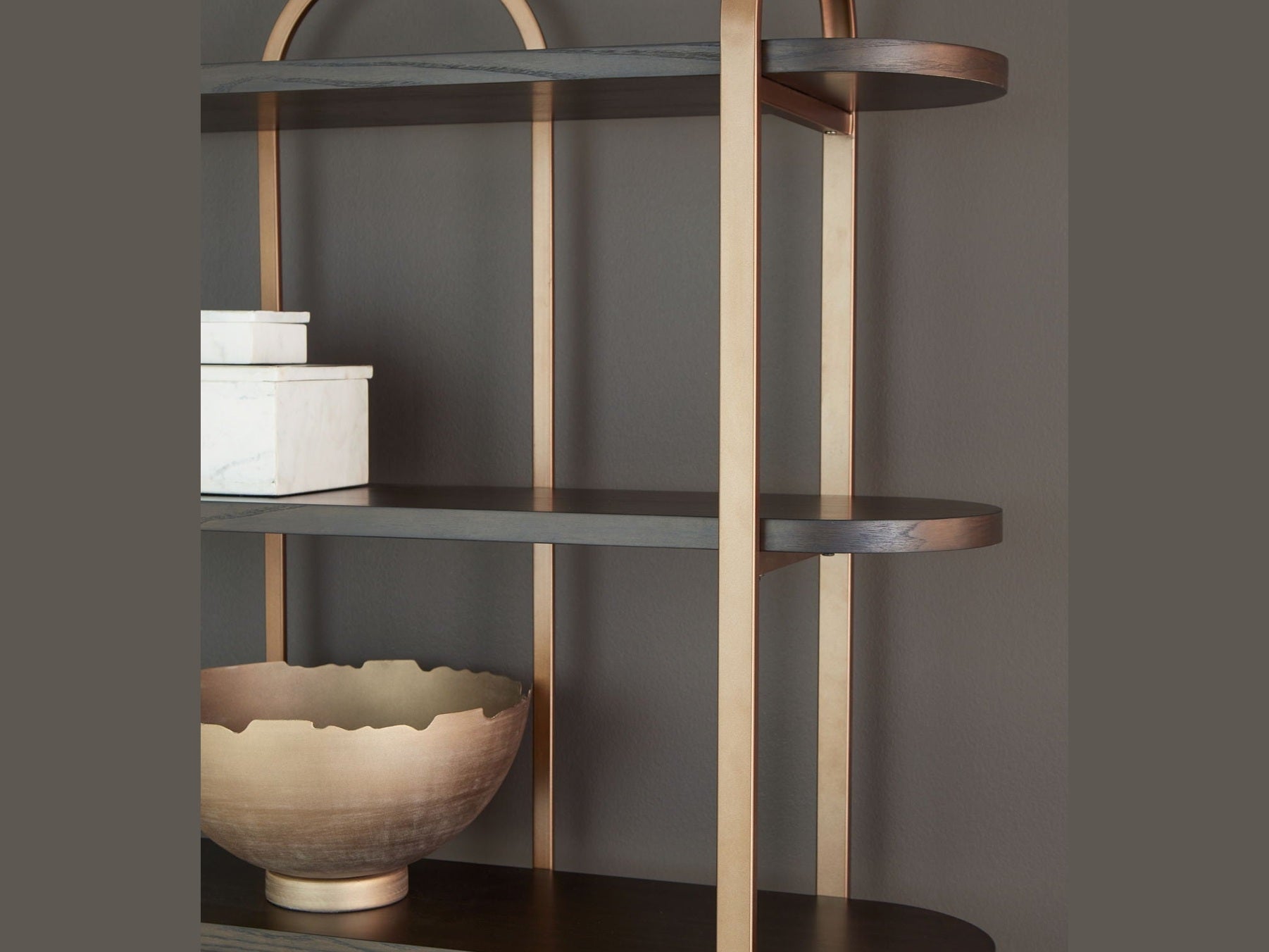Brentmour - Bookcase - Brown / Gold Finish