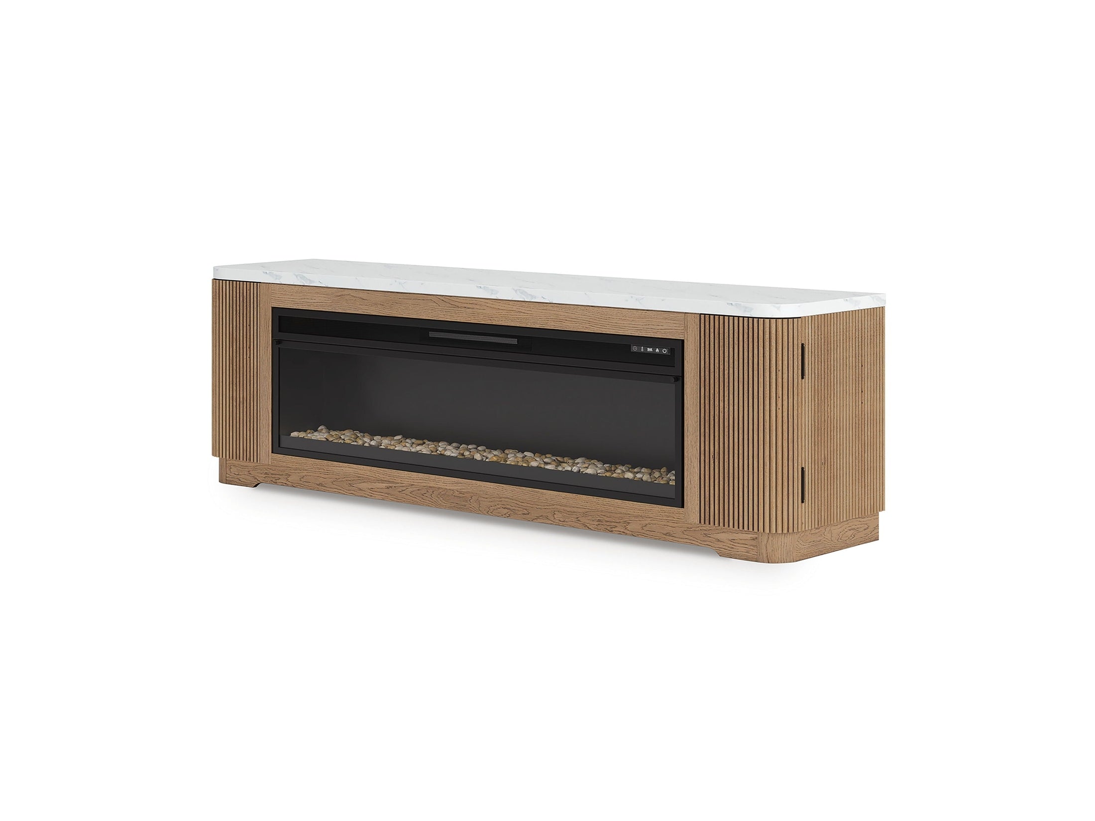 Camdill - 80" TV Stand With Electric Fireplace - Light Brown