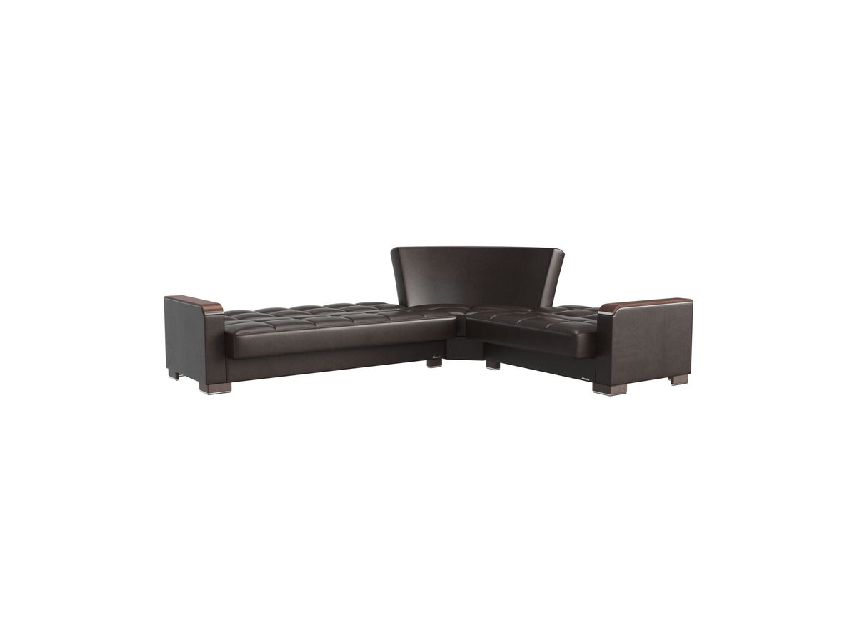 Ottomanson Armada X - Upholstered Convertible Wood Trimmed Sectional With Storage