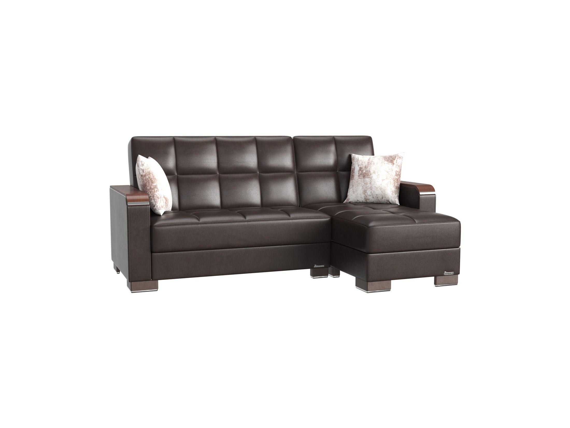 Ottomanson Armada X - Upholstered Convertible Wood Trimmed Chaise Lounge With Storage