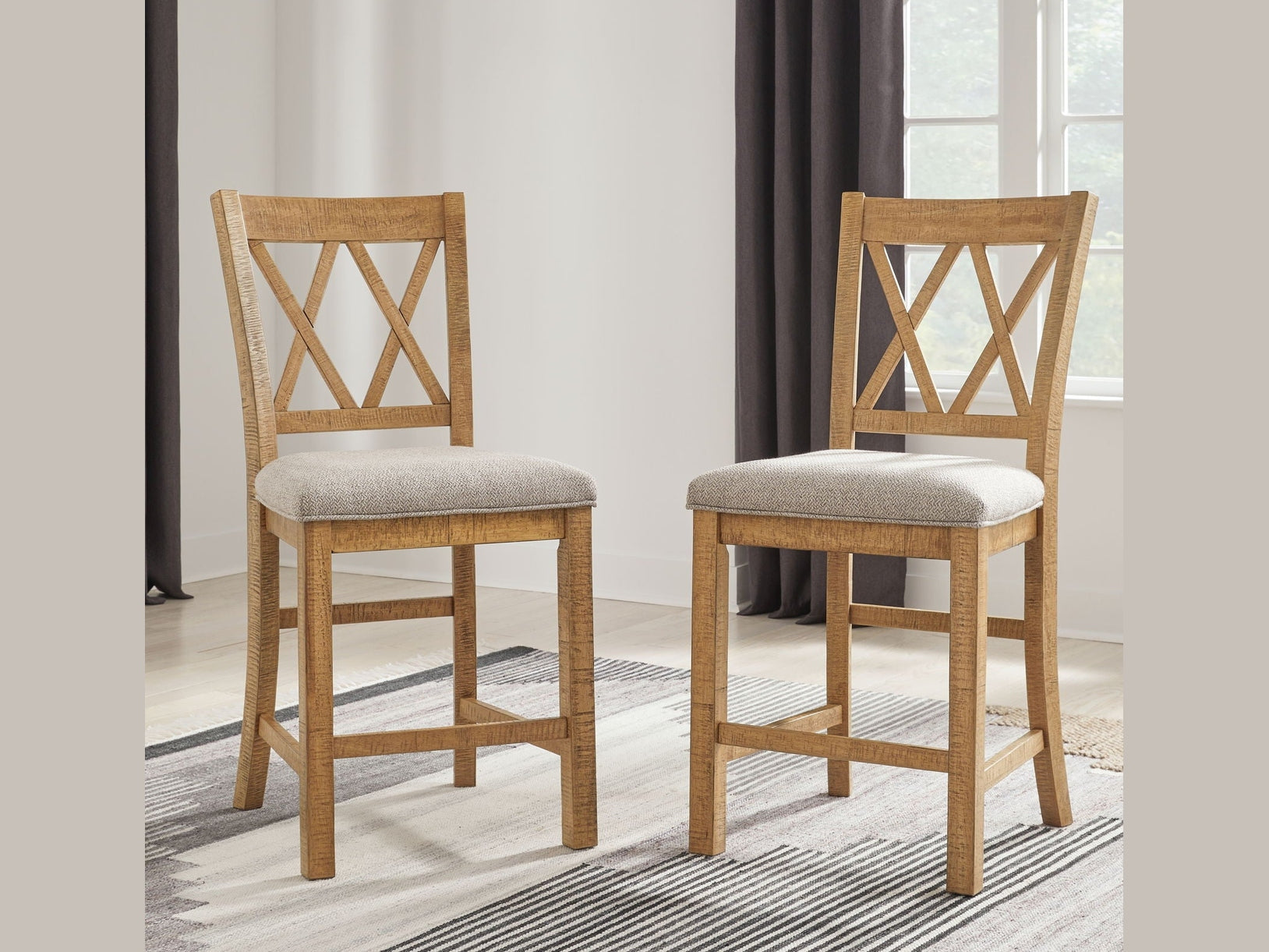 Havonplane - Upholstered Barstool (Set of 2) - Brown