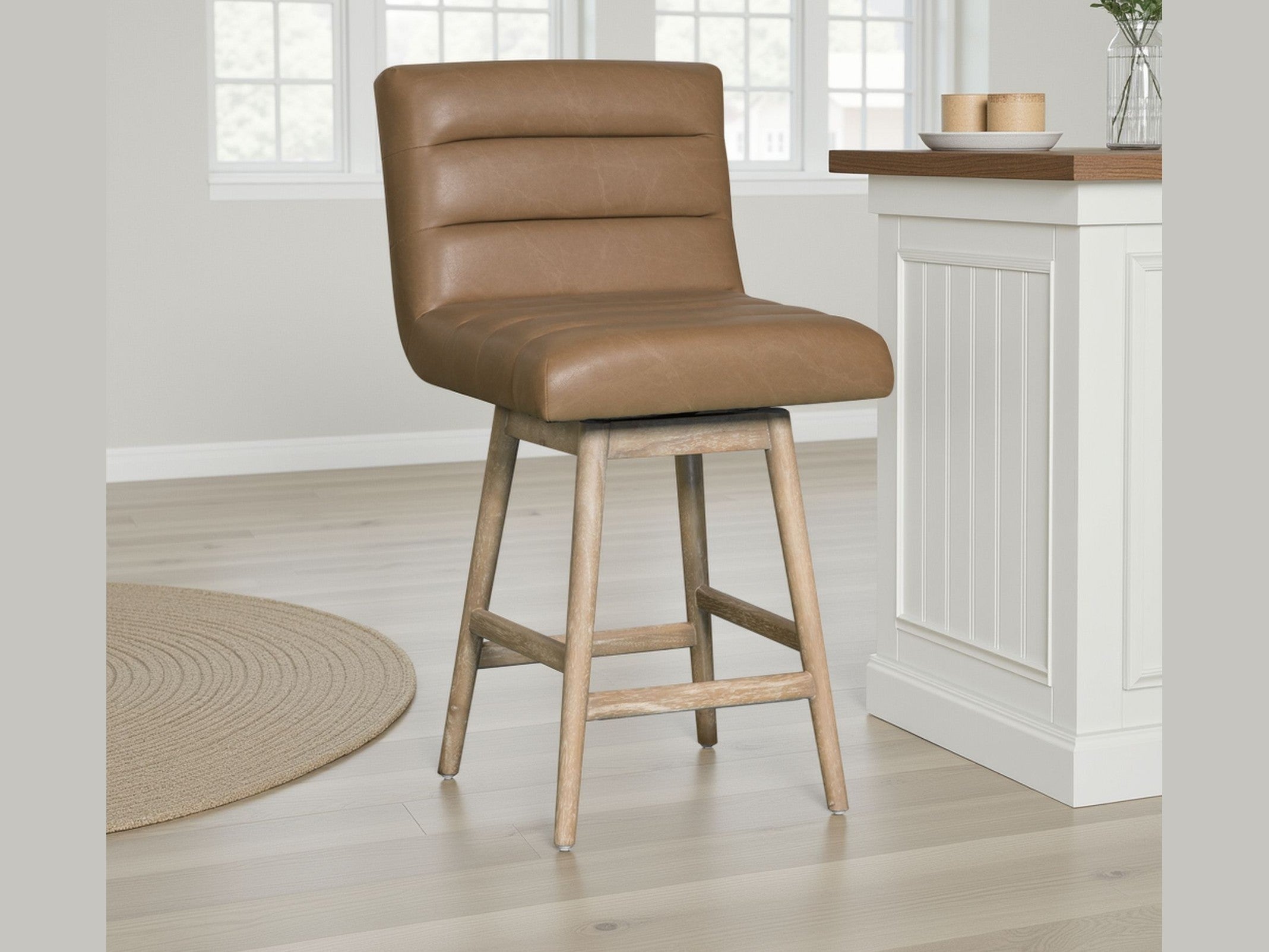 Elias - Swivel Rubberwood Barstool