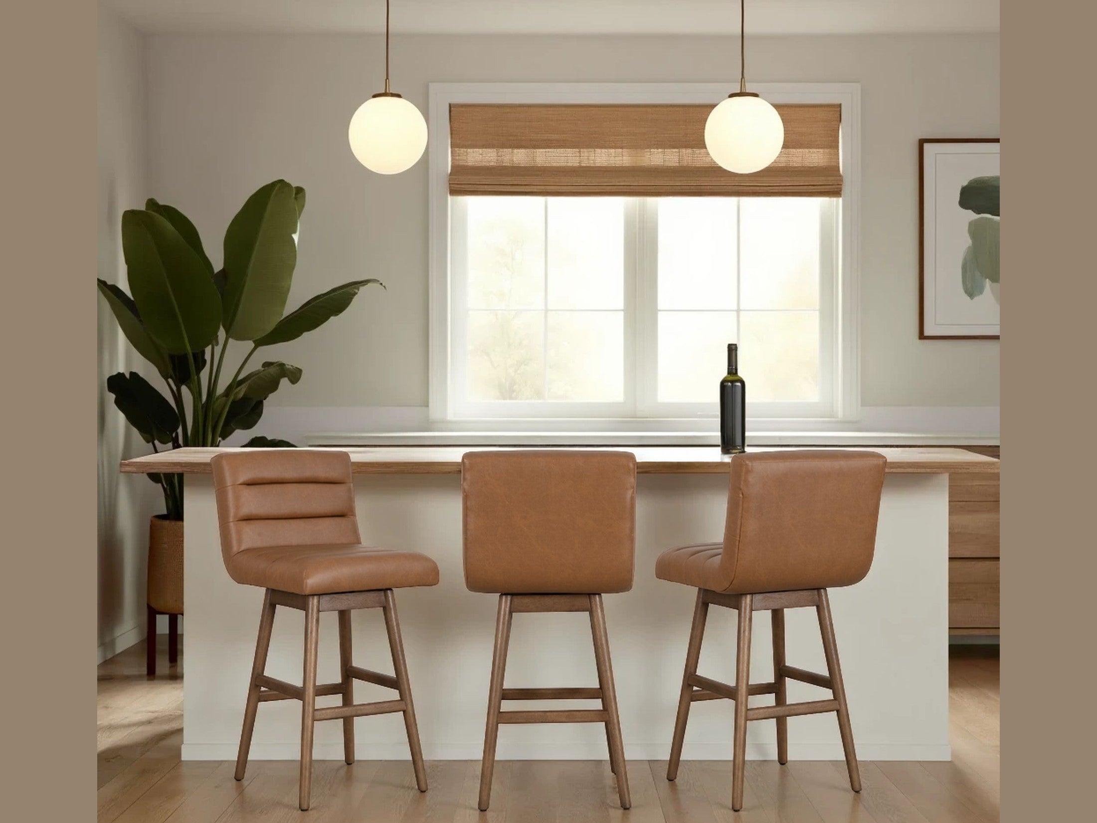 Elias - Swivel Rubberwood Barstool