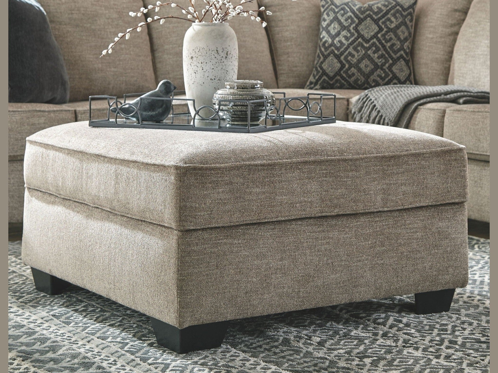 Bovarian - Ottoman With Storage - Stone