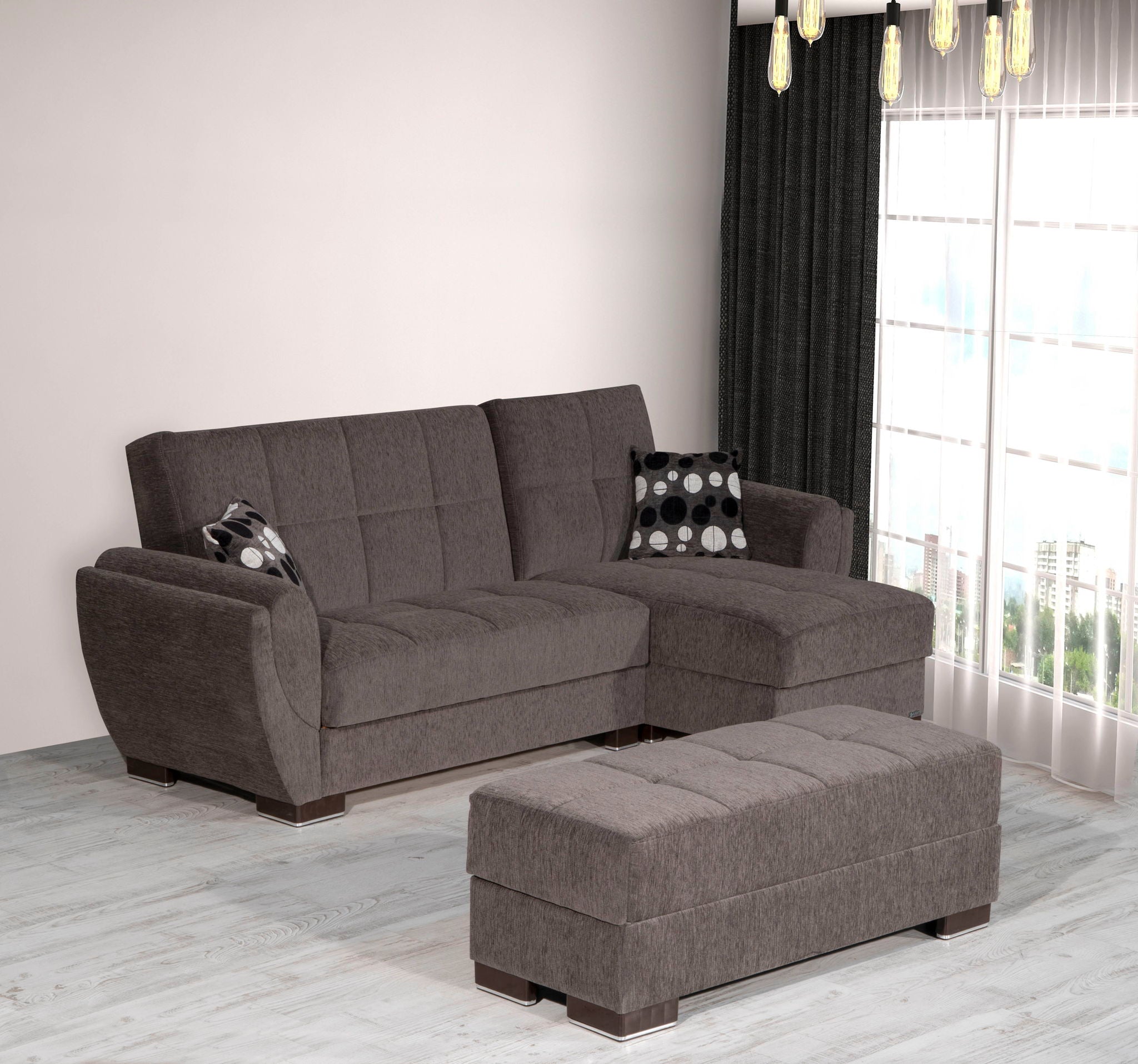 Ottomanson Armada Air - Upholstered Ottoman With Storage - Gray Chenille