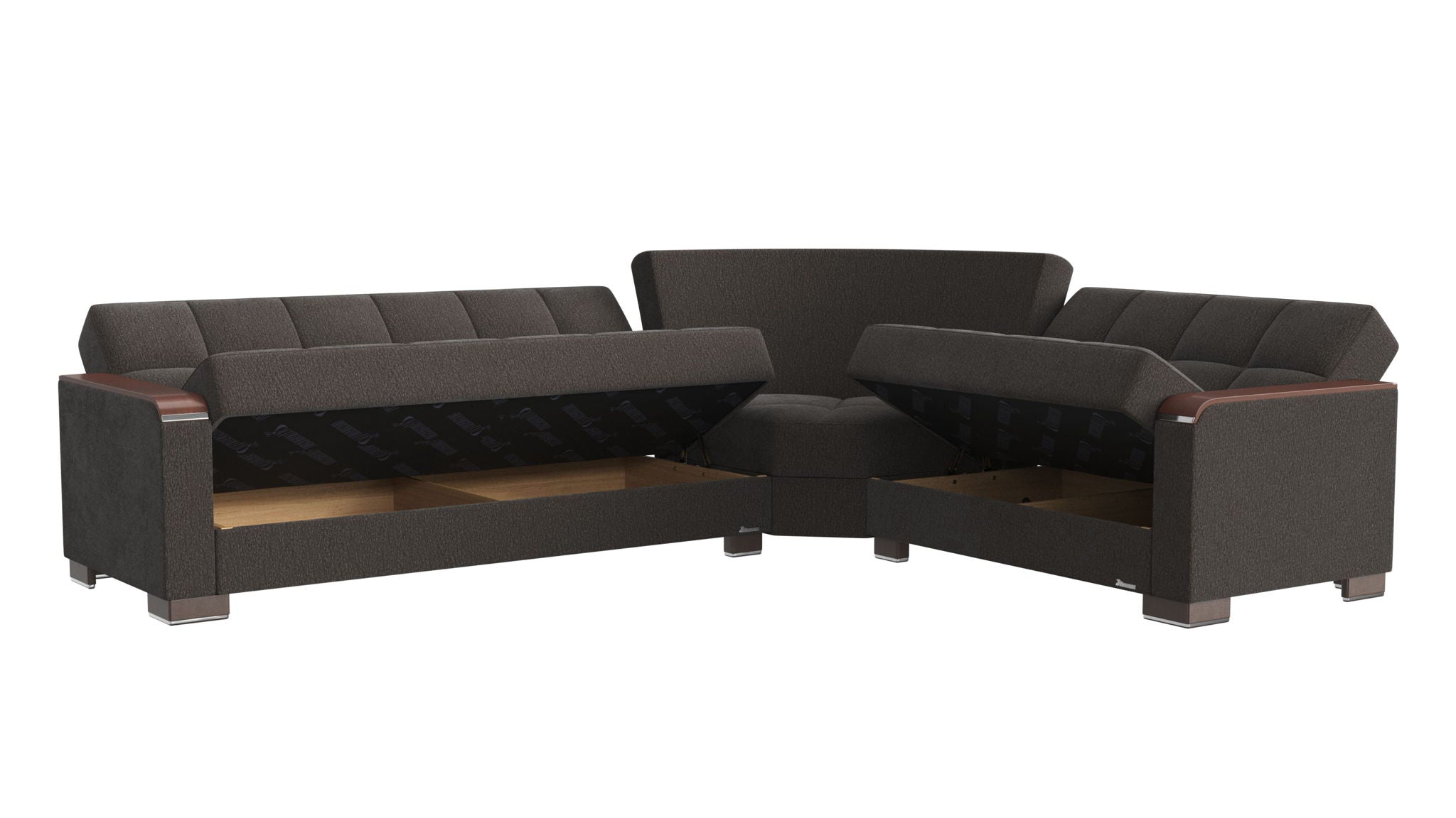 Ottomanson Armada X - Upholstered Convertible Wood Trimmed Sectional With Storage