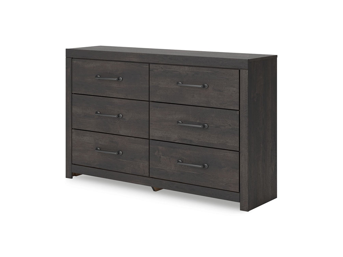 Hollivern - Six Drawer Dresser - Dark Gray
