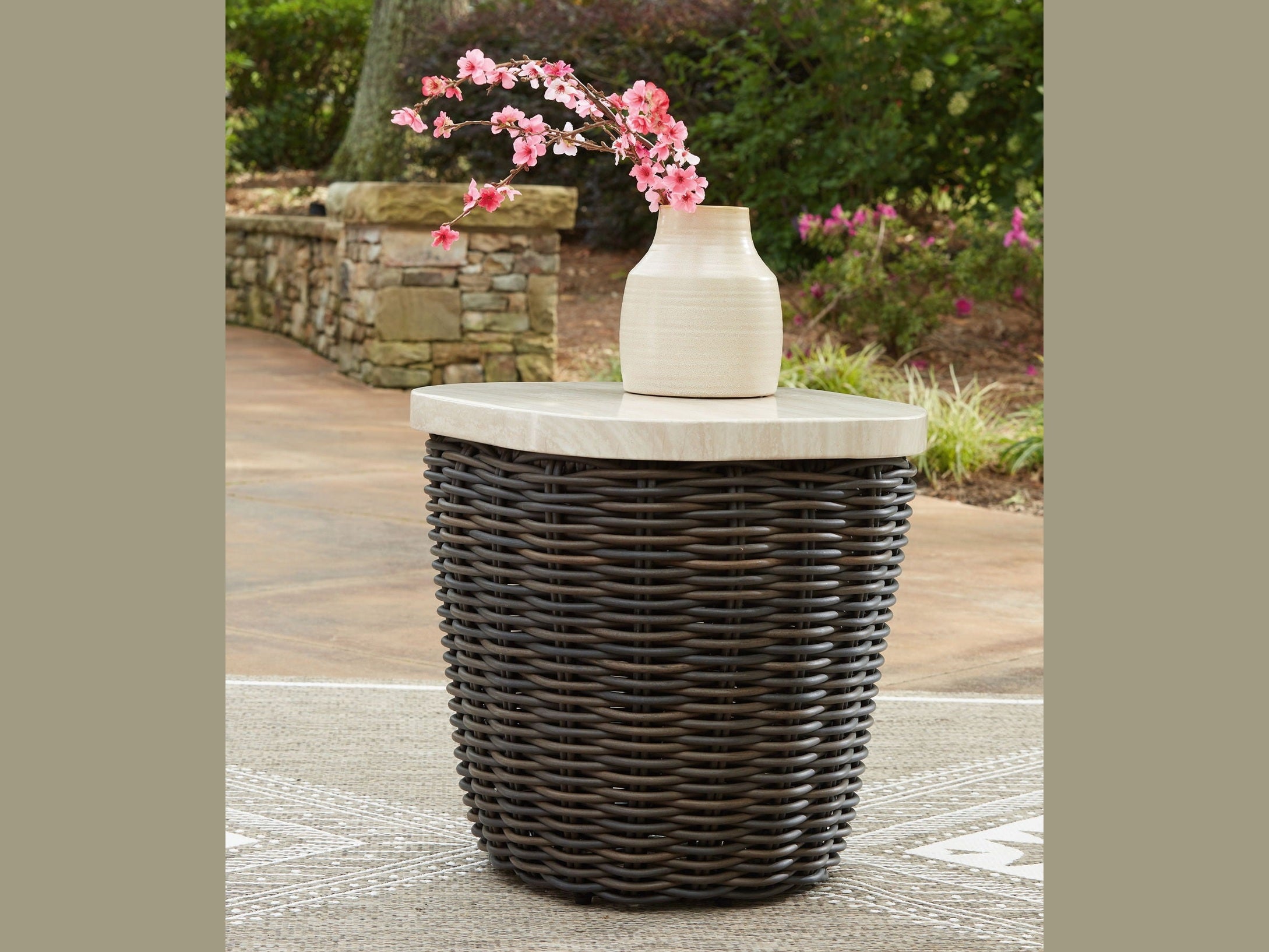 Kimora - Square End Table - Beige / Dark Brown