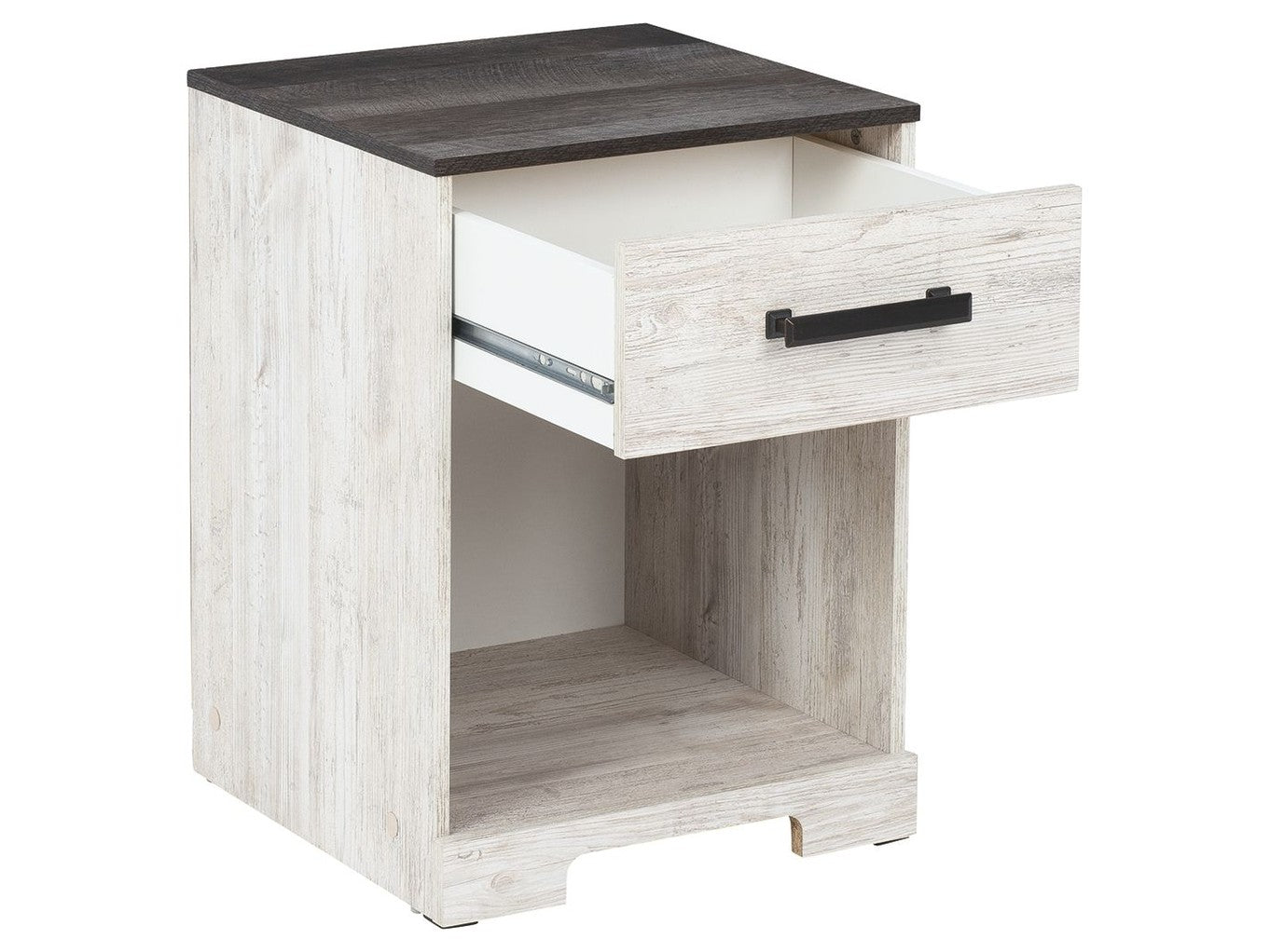 Shawburn - One Drawer Night Stand - Whitewash / Charcoal Gray