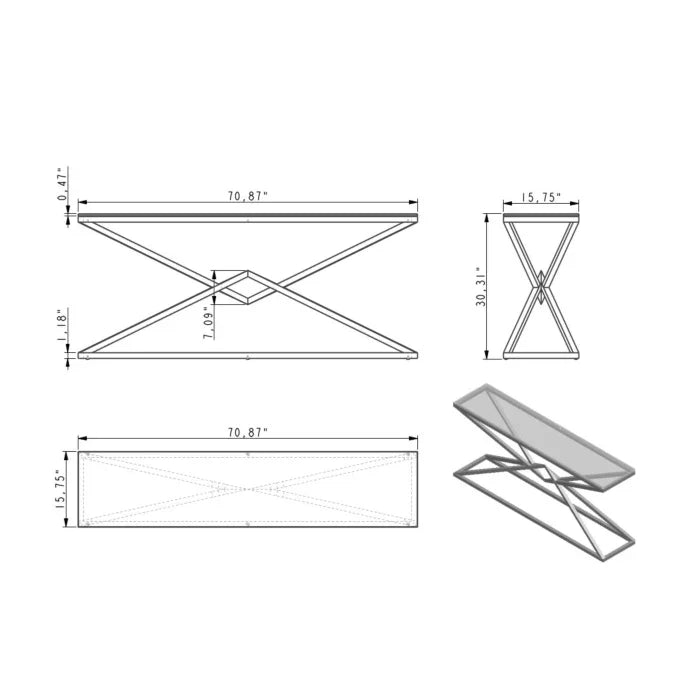 Pyramid Console Table, Ceramic Gray Gloss
