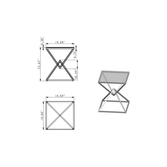 Pyramid End Table, Ceramic Gray Gloss