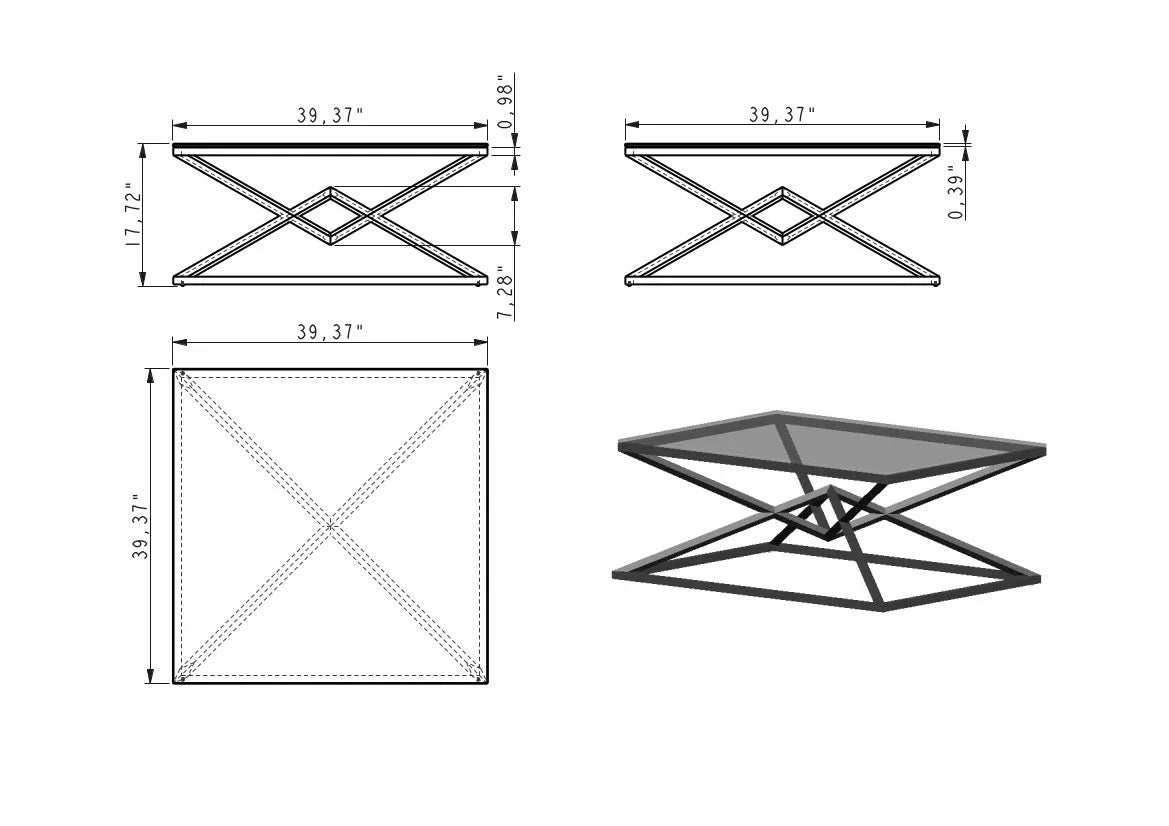 Pyramid Coffee Table, Ceramic White Gloss