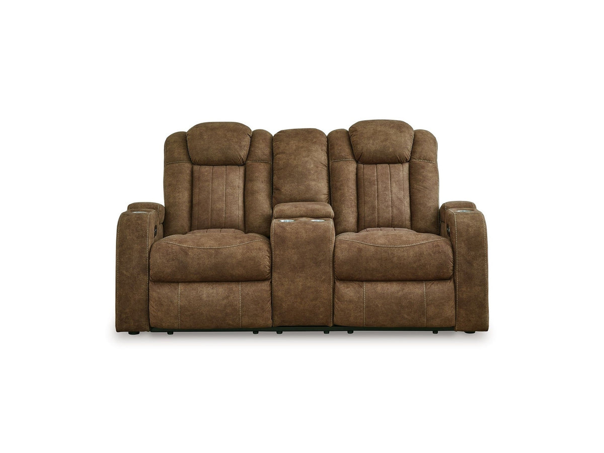 Wolfridge - Power Reclining Loveseat With Console /Adj Hdrst - Brindle