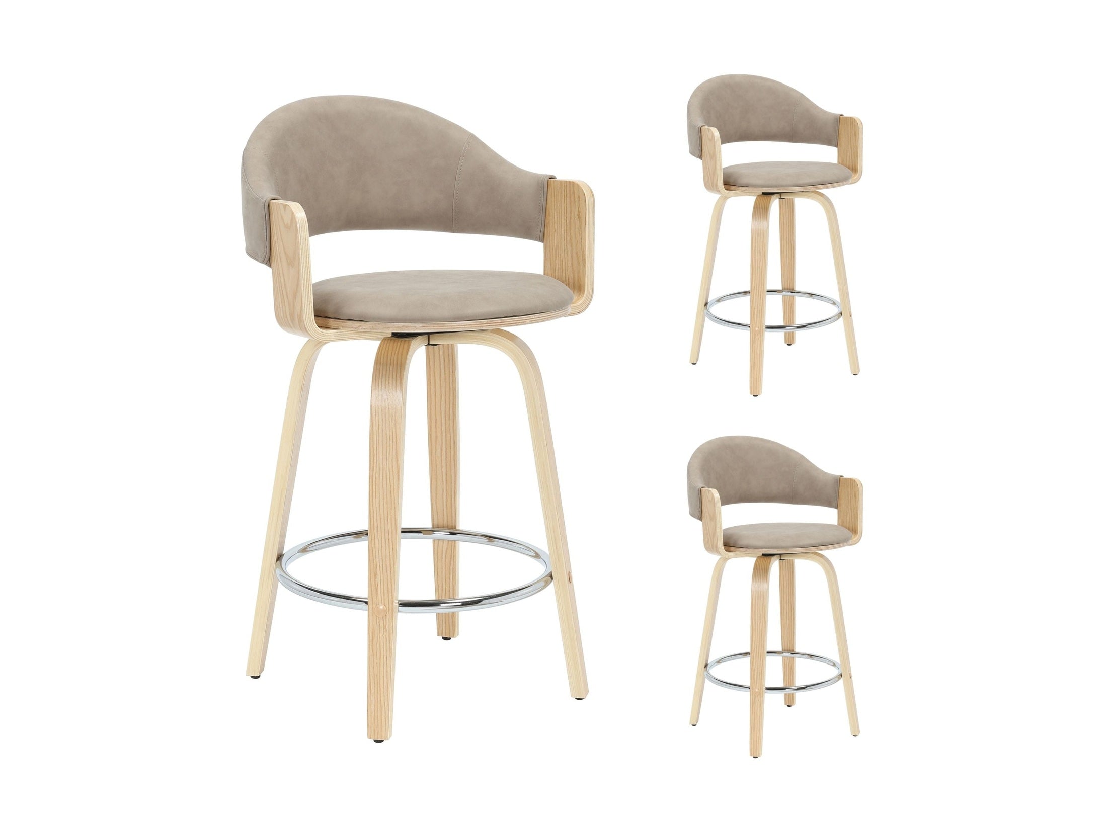 Daxton - Swivel Counter Height Round Back Wood Bar Stool With Faux Leather Seat