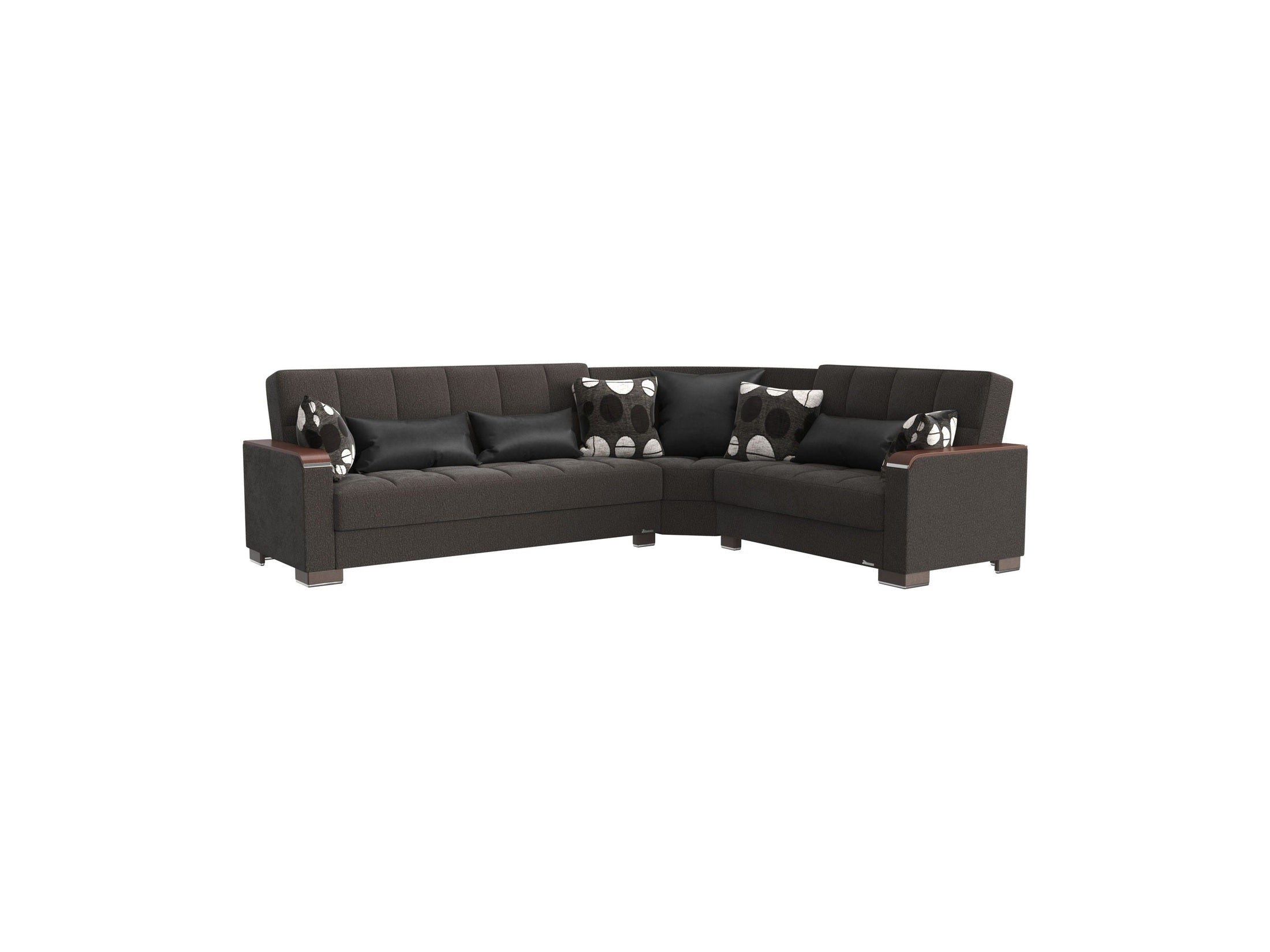 Ottomanson Armada X - Upholstered Convertible Wood Trimmed Sectional With Storage