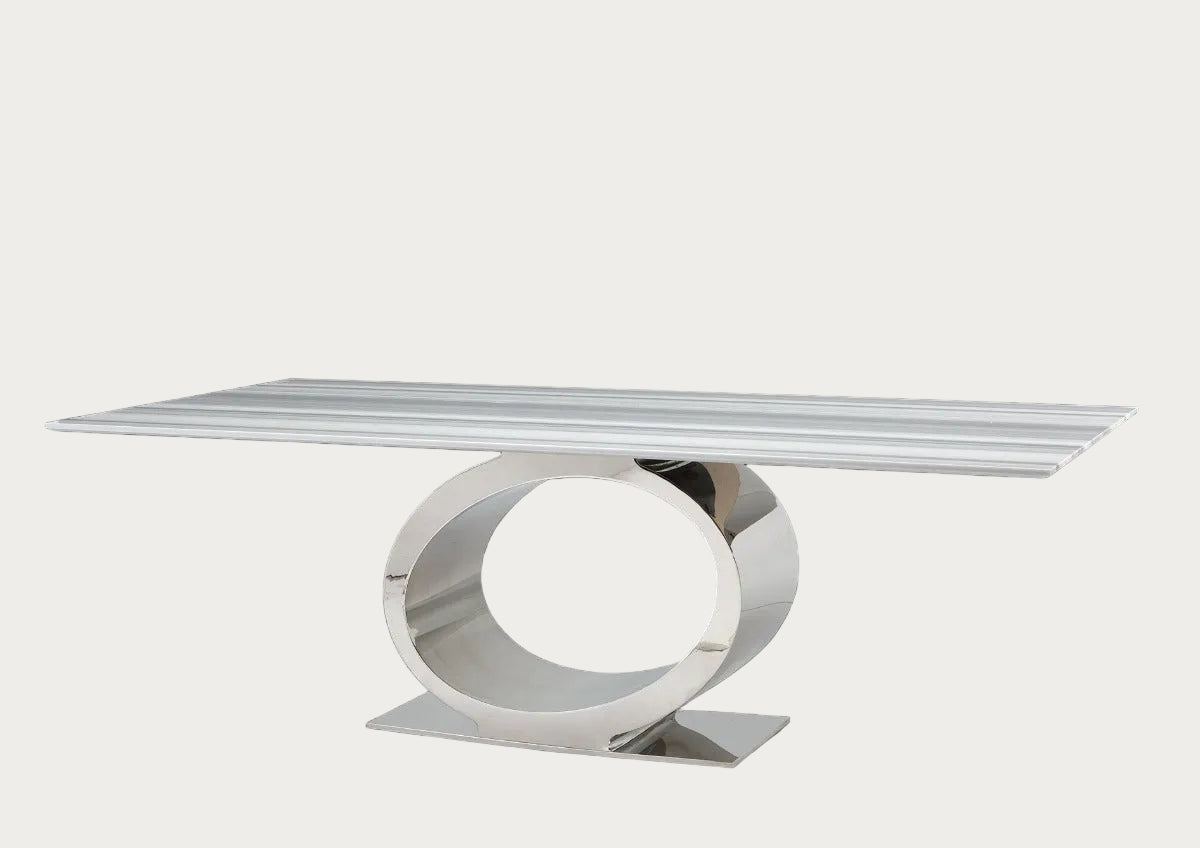 The Eye modern dining table with a unique base design. 