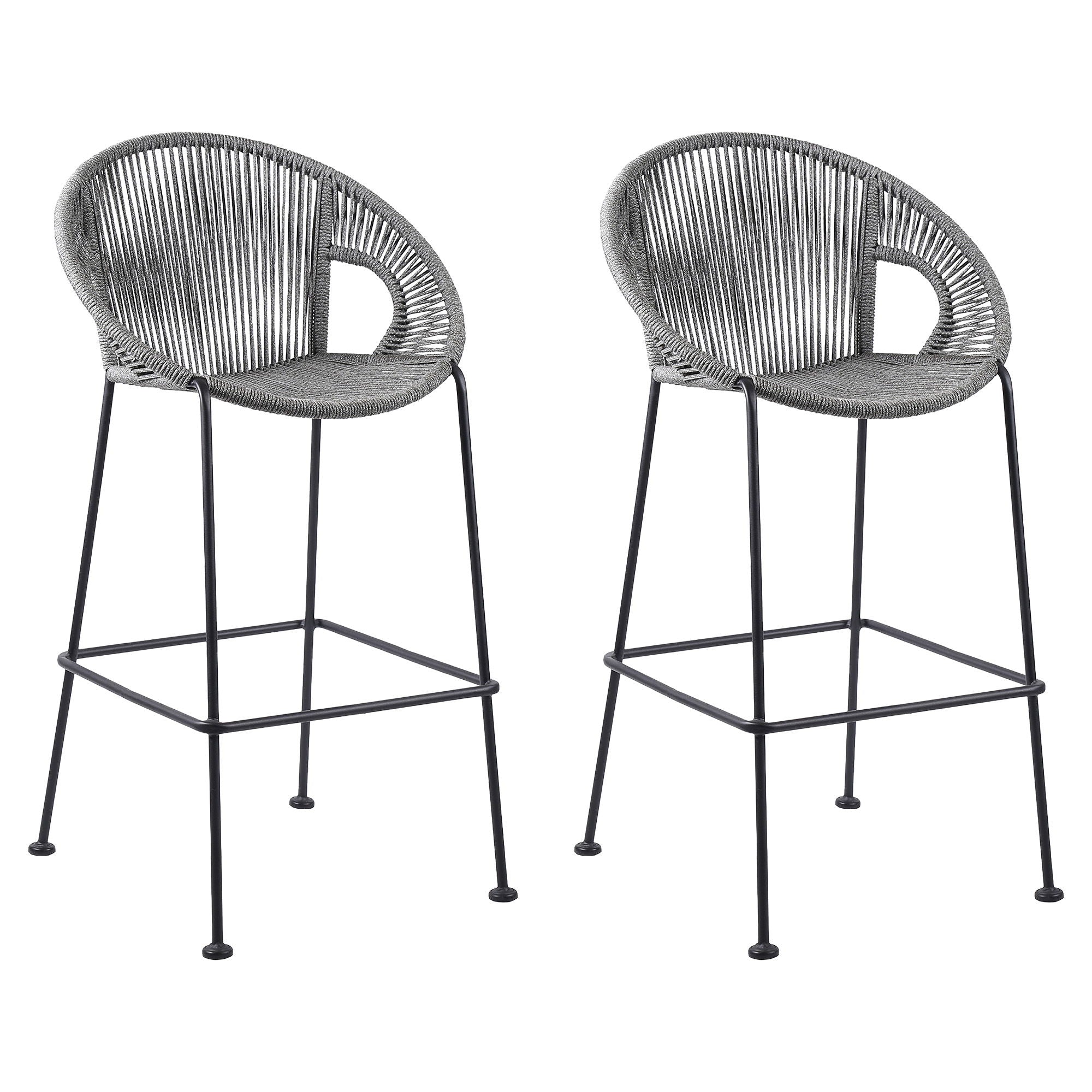 Acapulco - 30" Indoor Outdoor Steel Bar Stool With Rope Set of 2
