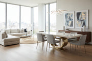 The Eye dining table with gold metal base by Stone International