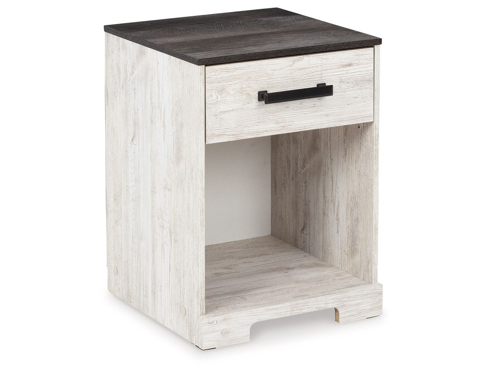 Shawburn - One Drawer Night Stand - Open Cubby - White / Black / Gray