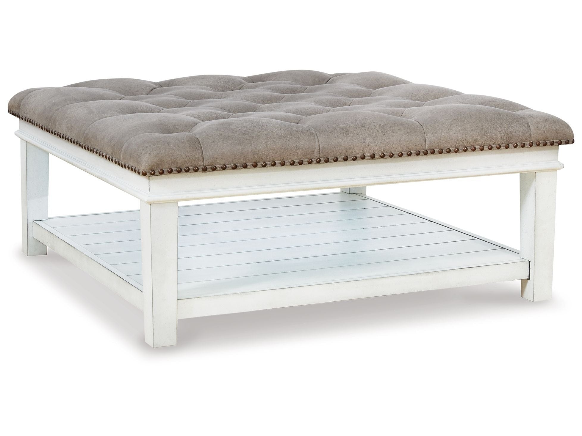 Kanwyn - Uph Ottoman Cocktail Table - Whitewash