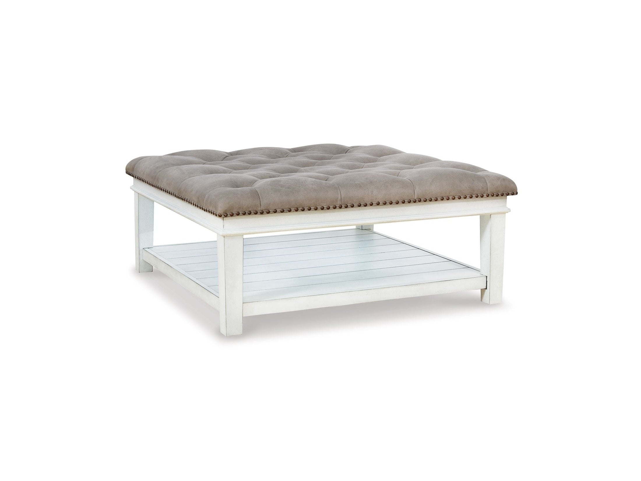 Kanwyn - Uph Ottoman Cocktail Table - Whitewash