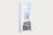 6623 Curio in white glass display cabinet with bottles inside