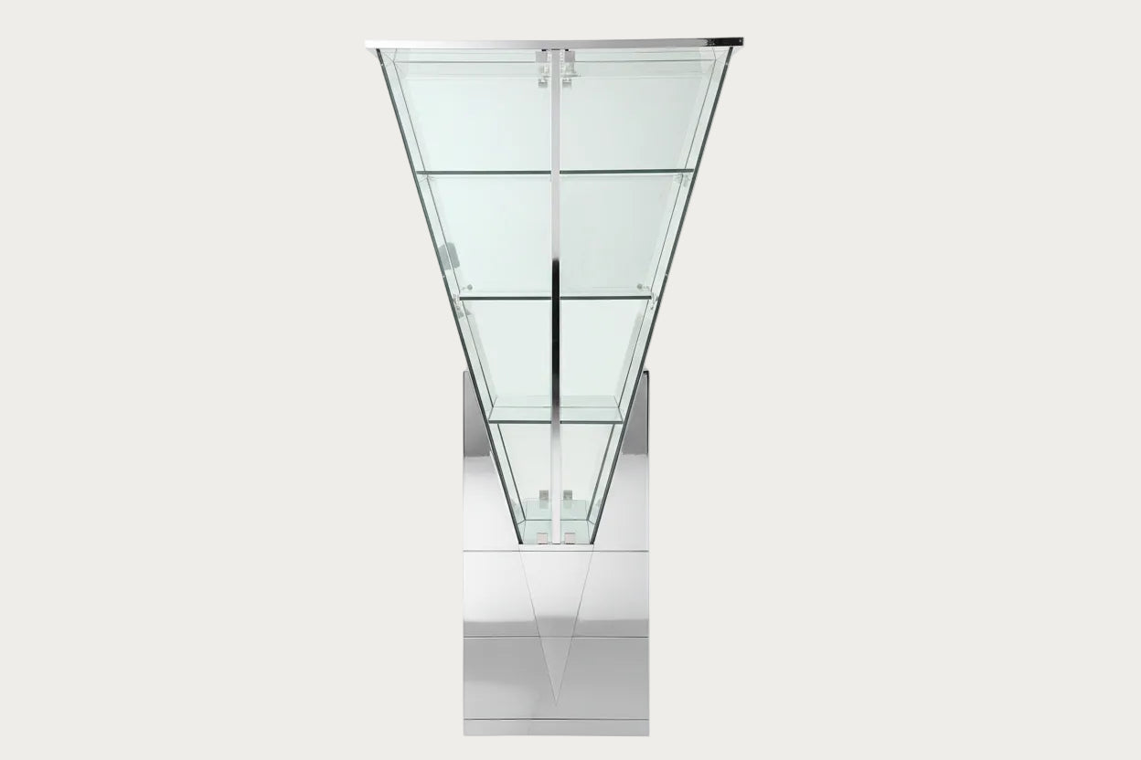 6625 Curio in glass pyramid structure on a white background