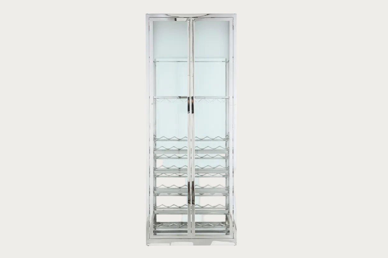 6655 Curio glass display cabinet with metal frame on a white background