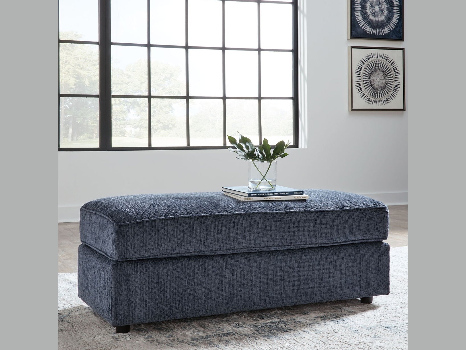 Albar Place - Oversized Accent Ottoman - Cobalt