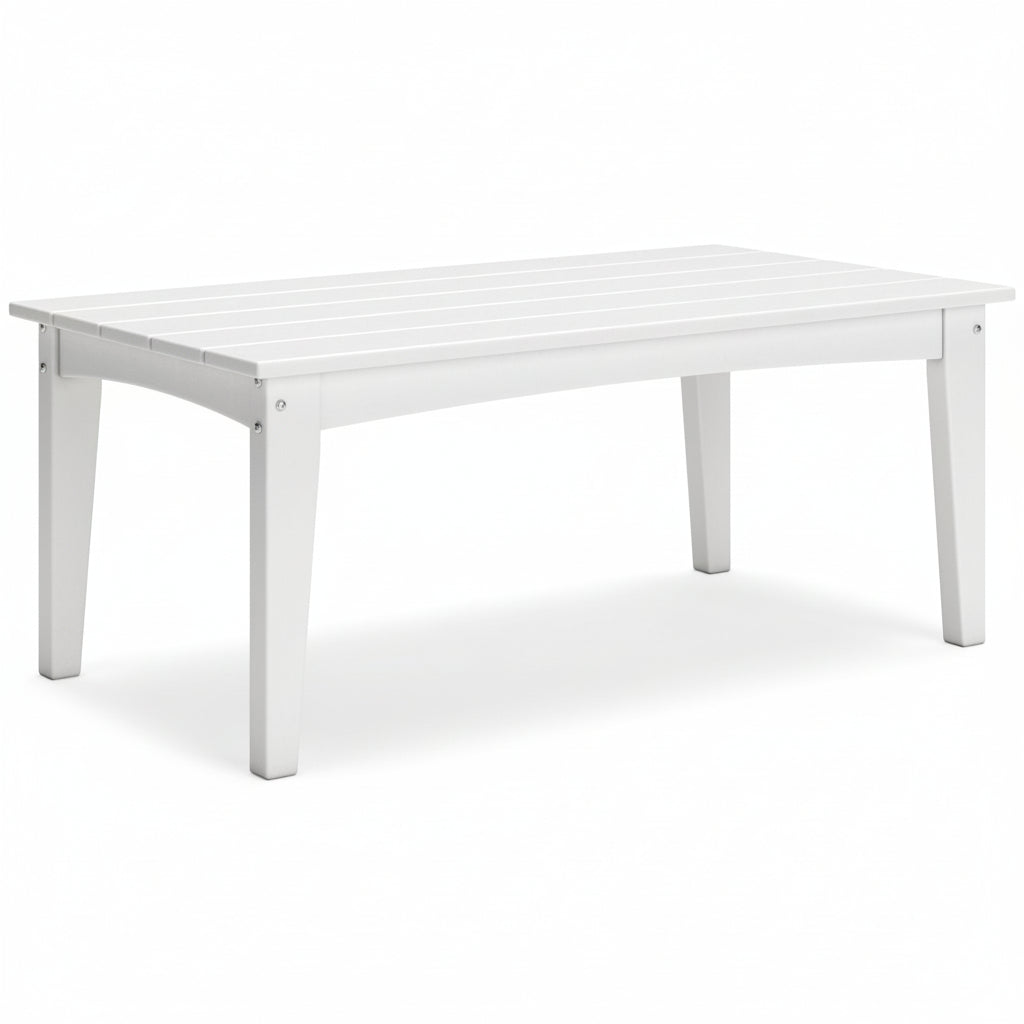 Hyland Wave white wooden table on a white background.