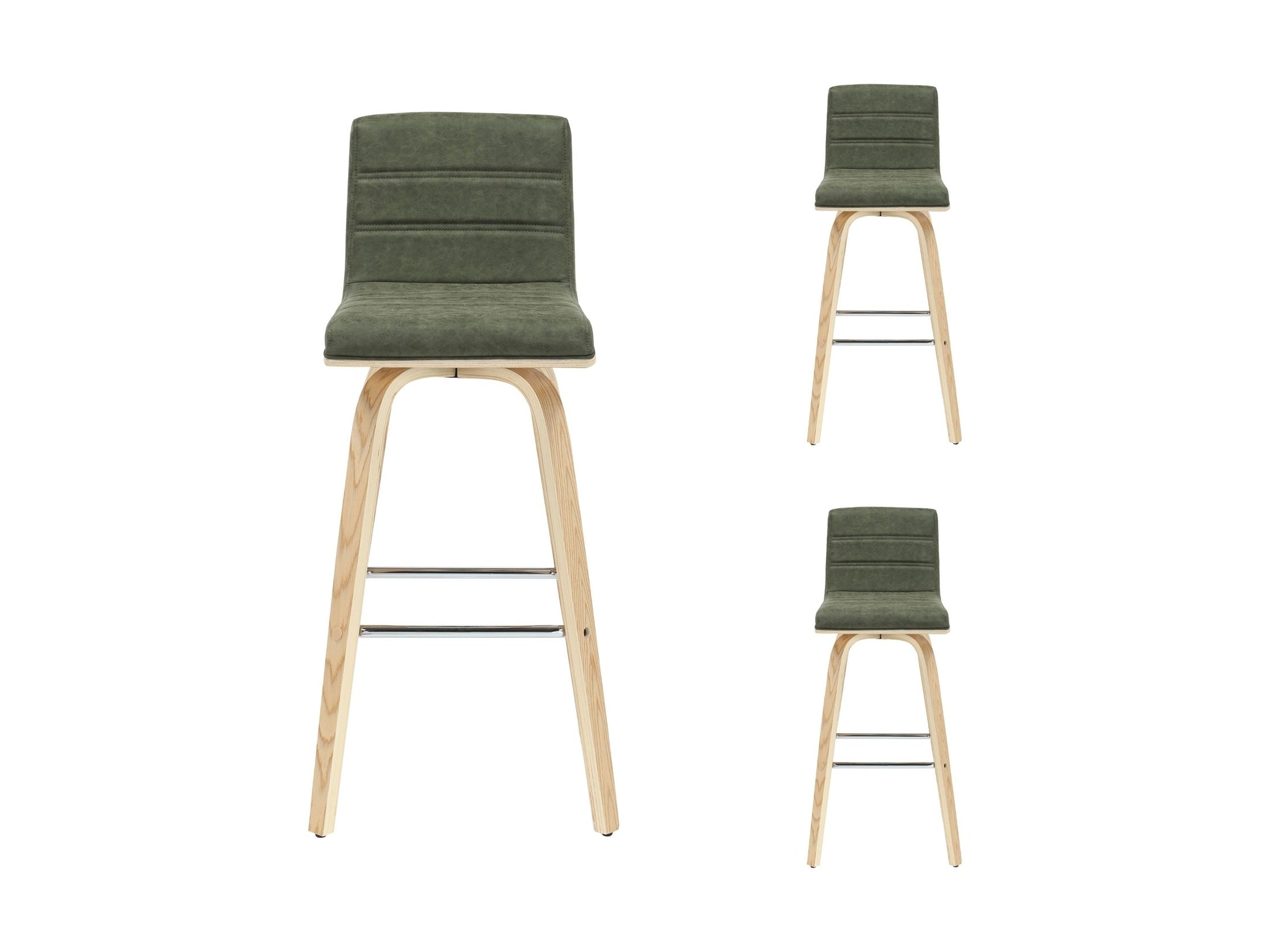 Vienna - 39.5" Swivel Bar Height Square Back Wood Bar Stool With Faux Leather Seat