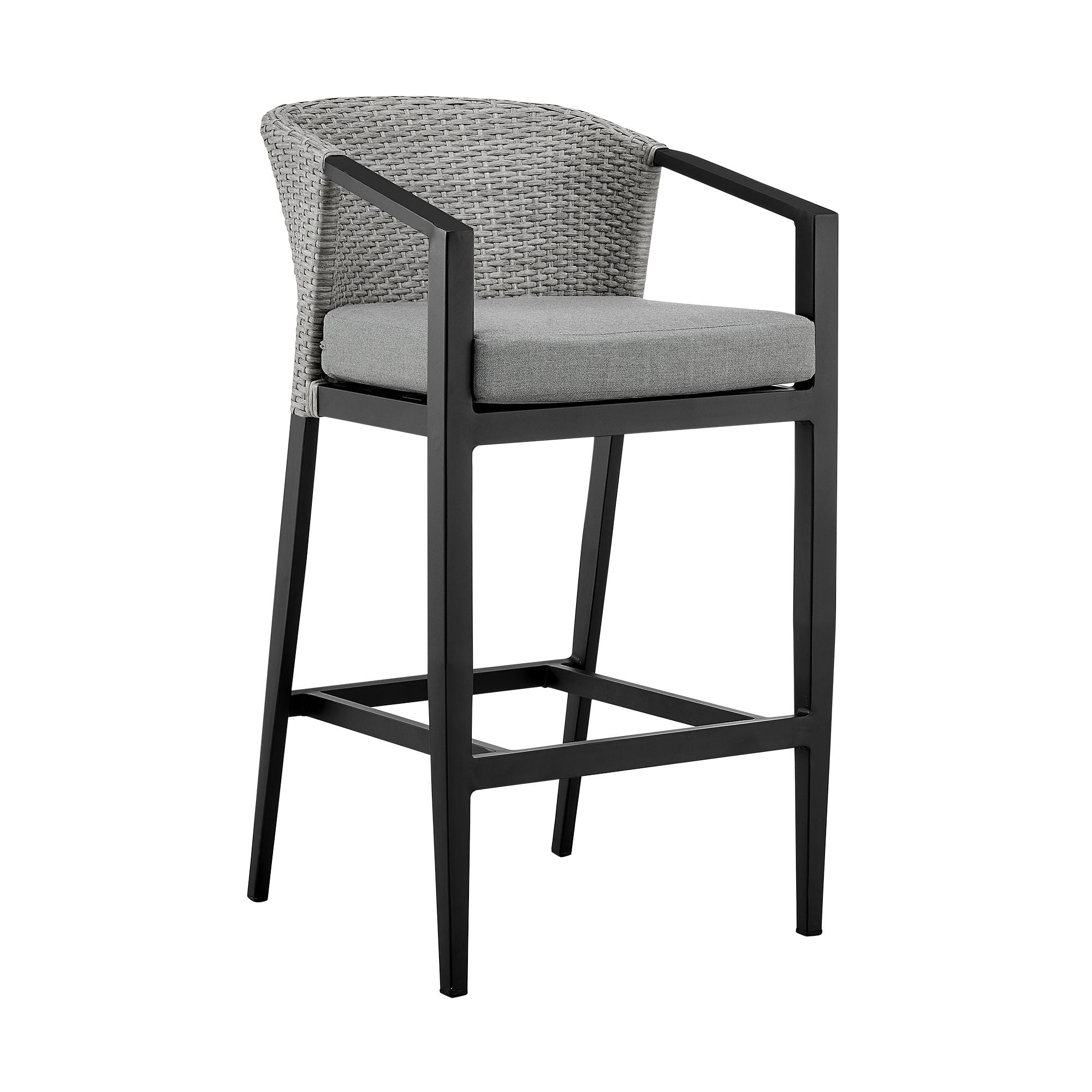 Palma - 5 Piece Bar Outdoor Patio Table Set With Cushions - Gray