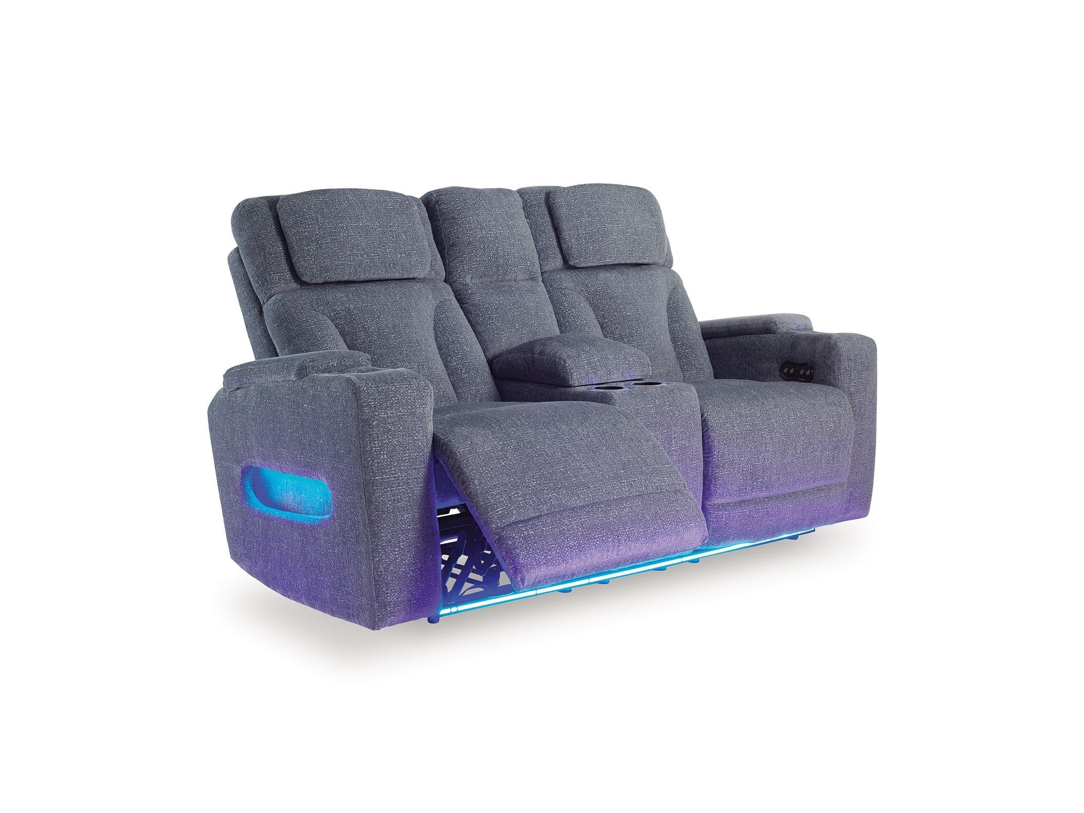 Studio Cave - Power Reclining Loveseat with Console - Steel