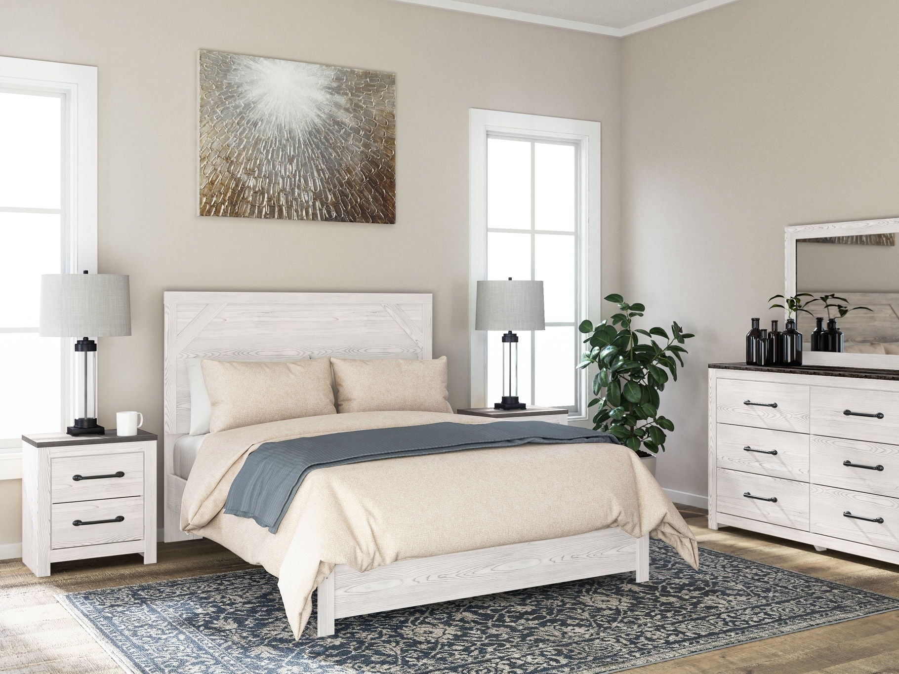 Gerridan - Two Drawer Night Stand - White / Gray