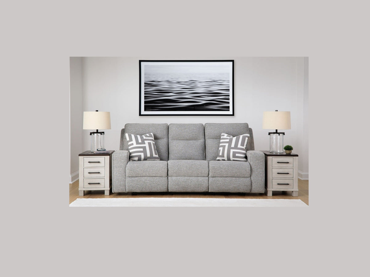 Biscoe - Power Reclining Sofa With Adj Headrest - Pewter