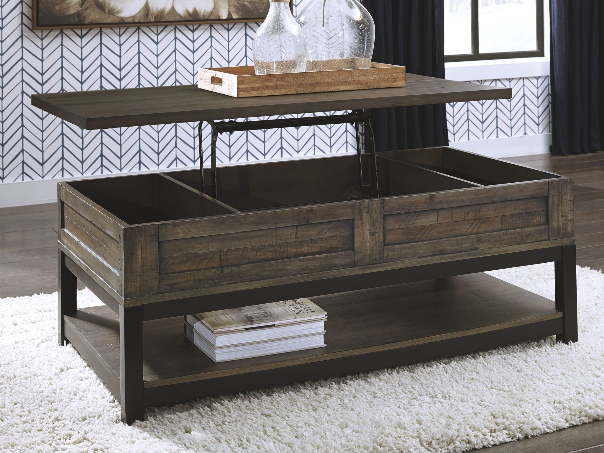 Johurst - LIFT TOP COCKTAIL TABLE - Grayish Brown