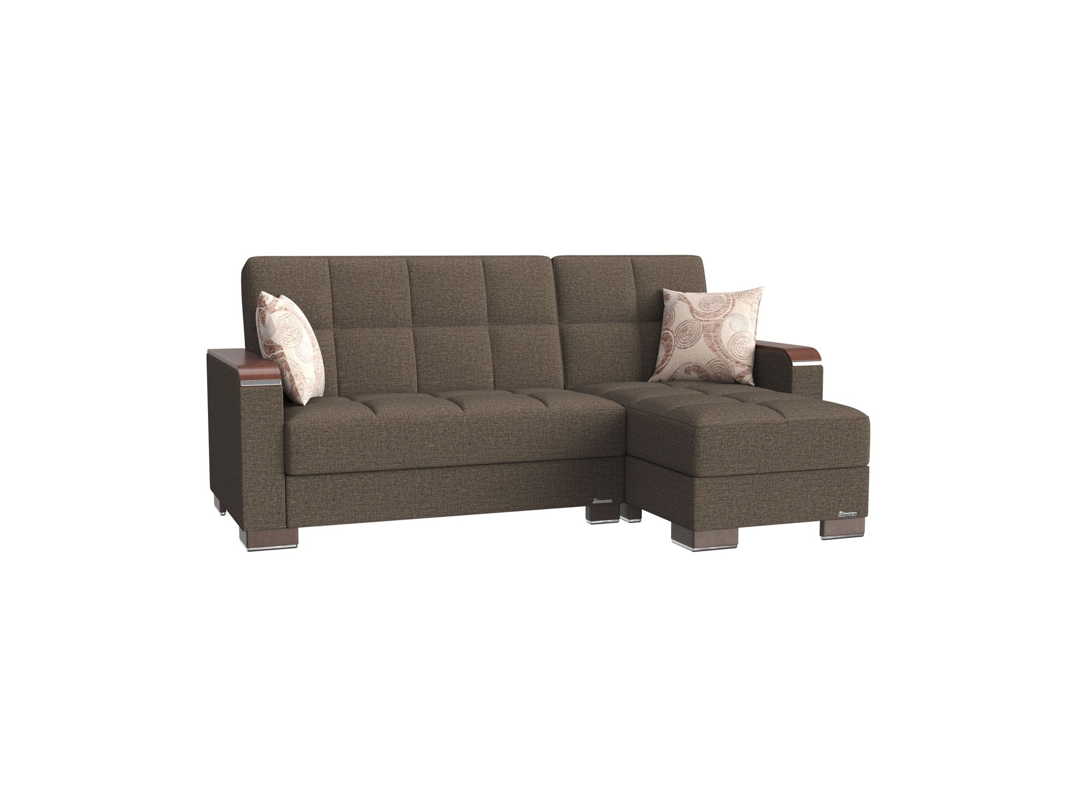 Ottomanson Armada X - Upholstered Convertible Wood Trimmed Chaise Lounge With Storage - Polyester
