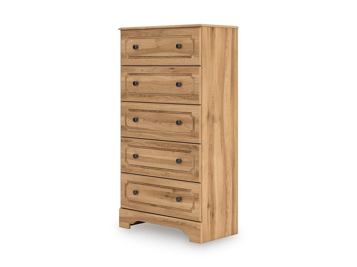 Aleaport - Five Drawer Chest - Warm Brown