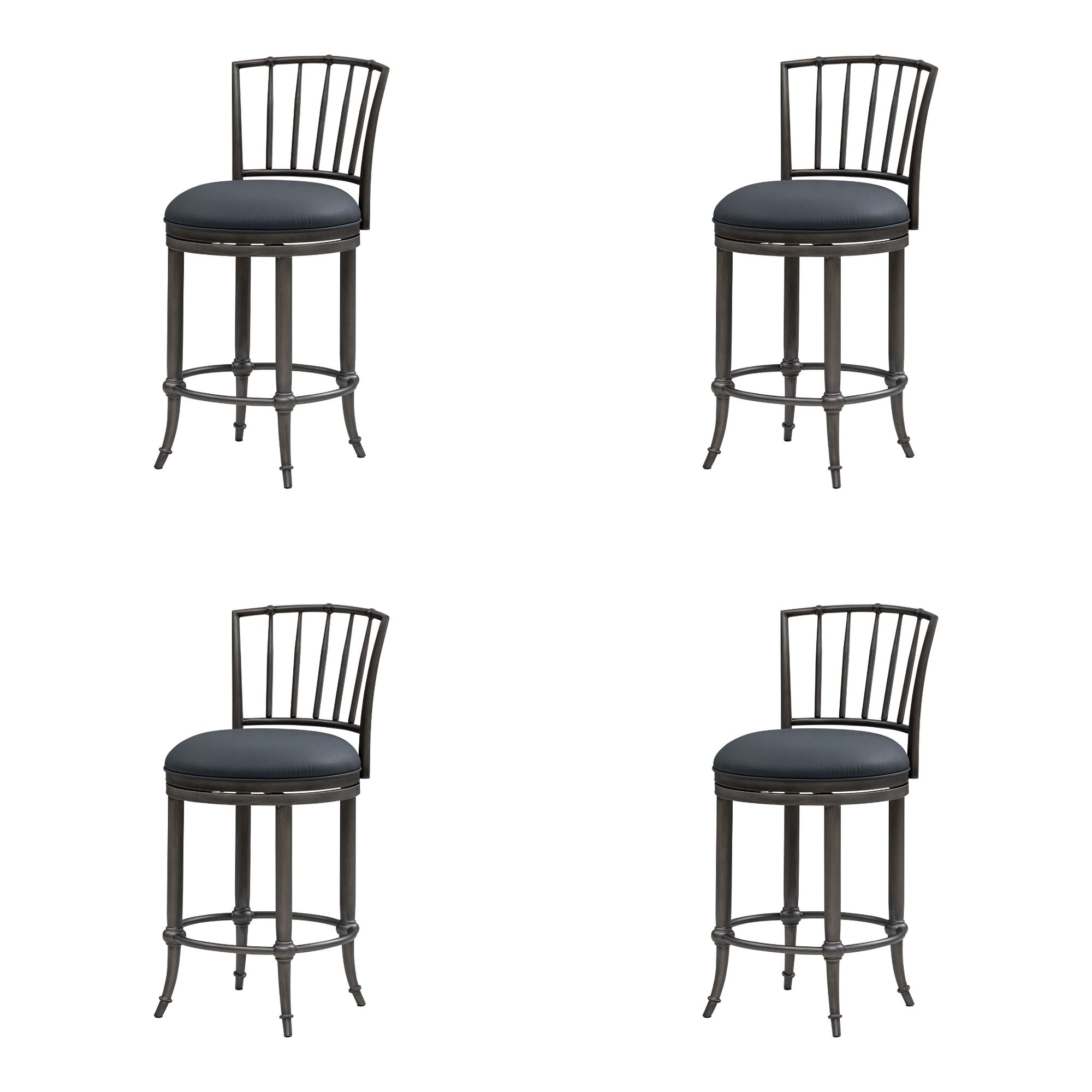 Vince - Commercial Grade Steel Frame Faux Leather Upholstered Swivel Counter Height Barstool
