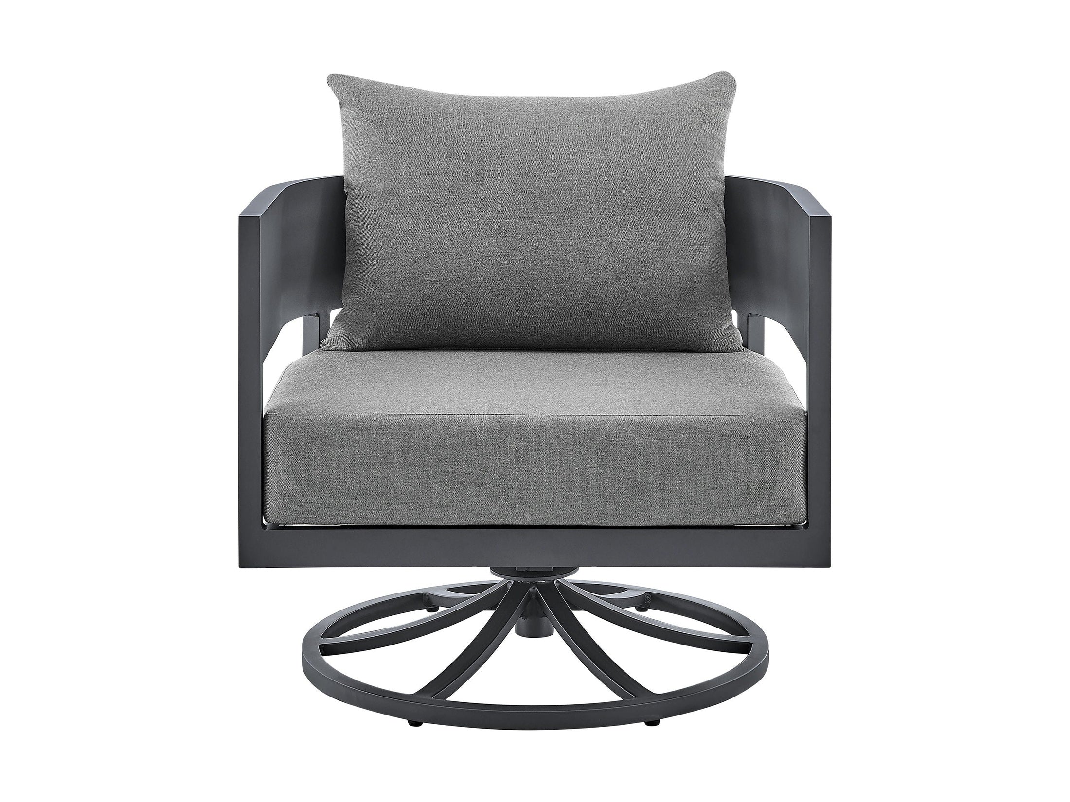 Argiope - Outdoor Patio Swivel Rocking Chair - Gray Aluminum With Cushions
