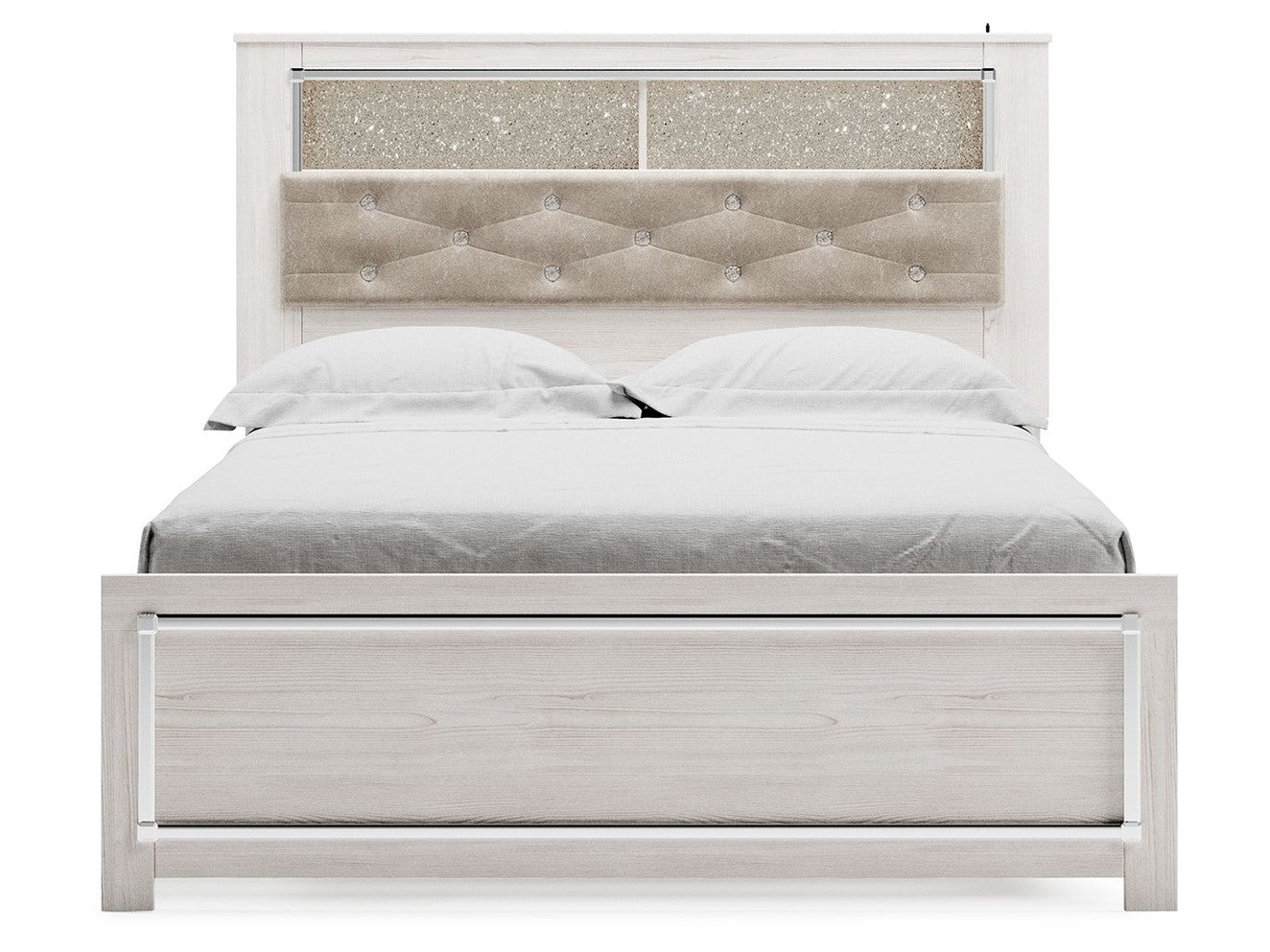 Altyra - Queen Panel Bookcase Bed With Roll Slats - White