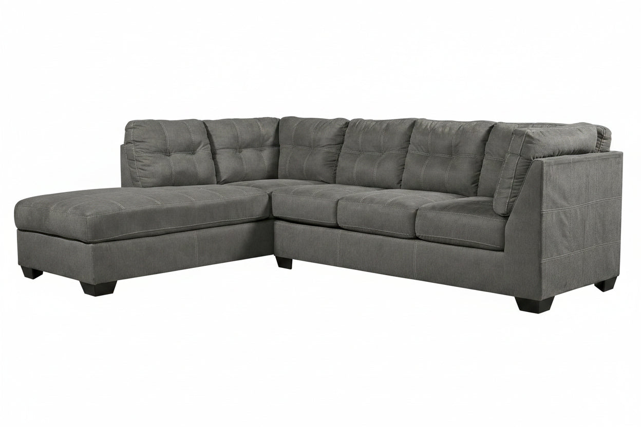 Gray sectional sofa on a white background