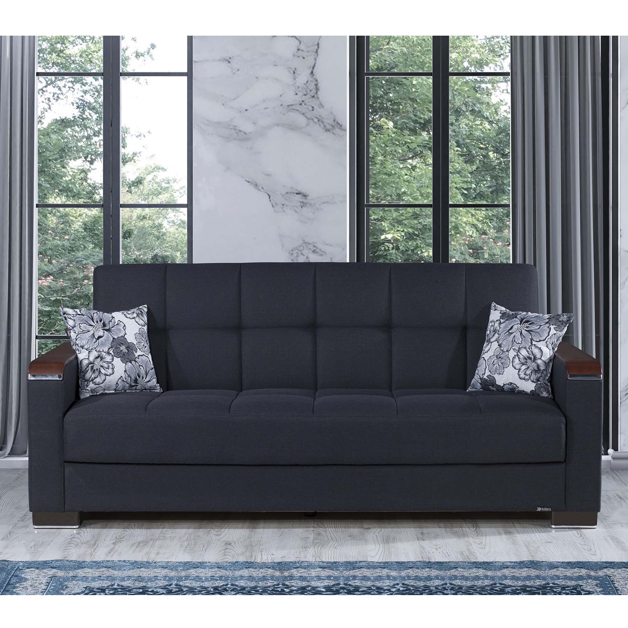 Ottomanson Armada X - Upholstered Convertible Wood Trimmed Sofabed With Storage - Polyester